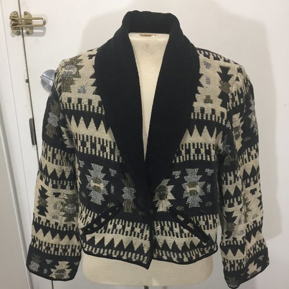VINTAGE NEW IDENTITY CROPPED AZTEC JACKETS SIZE L - Picture 4 of 11